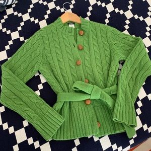 J.Crew size medium green cable-knit sweater